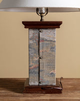 Tapestry Wrapped Table Lamp w/ Fabric Shade, France, 1950's - Lone Fox