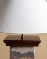 Tapestry Wrapped Table Lamp w/ Fabric Shade, France, 1950's - Lone Fox