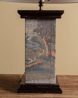 Tapestry Wrapped Table Lamp w/ Fabric Shade, France, 1950's - Lone Fox