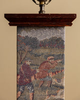 Tapestry Wrapped Table Lamp w/ Fabric Shade, France, 1950's - Lone Fox