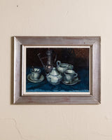 Tea Set Still Life Oil Painting by Ricardo Cifre, Spain, 1970's - Lone Fox