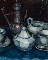 Tea Set Still Life Oil Painting by Ricardo Cifre, Spain, 1970's - Lone Fox