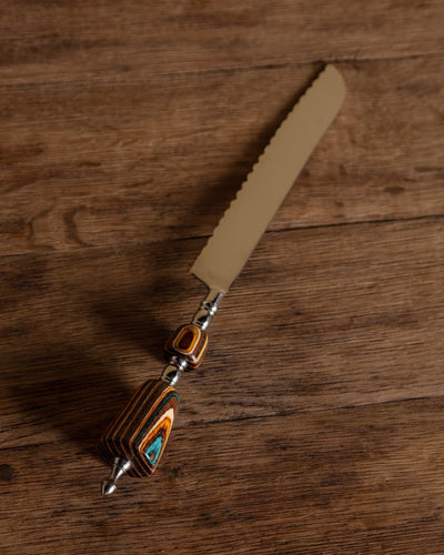 Teal Grain Wooden Handled Bread Knife - Lone Fox