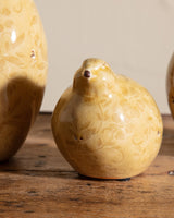 Terra - cotta Quails w/ Patterned Glaze in Butter (Set of 3) - Lone Fox