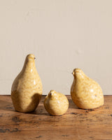 Terra - cotta Quails w/ Patterned Glaze in Butter (Set of 3) - Lone Fox