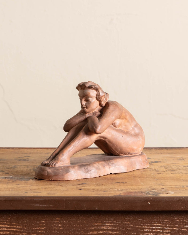 Terracotta Art Deco Woman Sculpture by József Huppán, 1948 - Lone Fox
