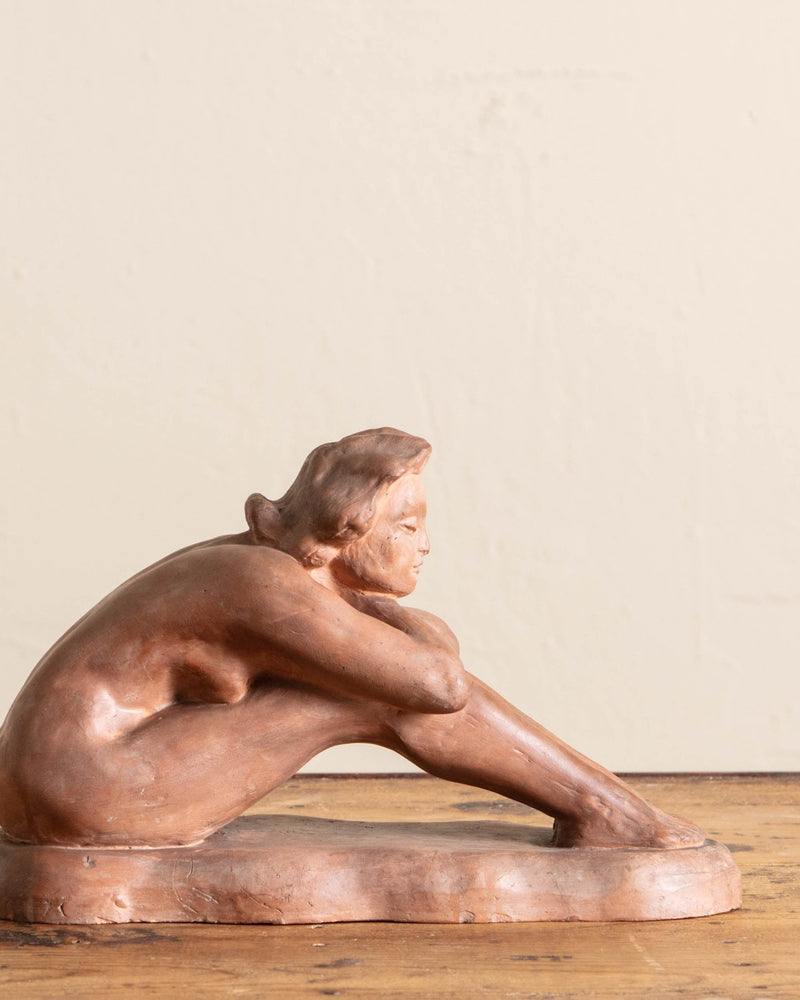 Terracotta Art Deco Woman Sculpture by József Huppán, 1948 - Lone Fox