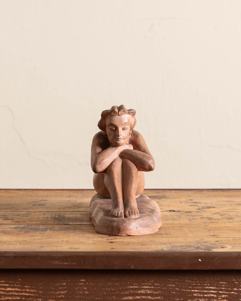 Terracotta Art Deco Woman Sculpture by József Huppán, 1948 - Lone Fox