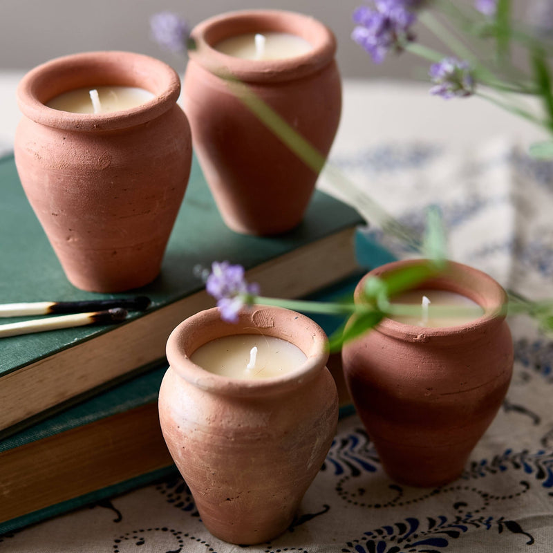 Terracotta Beeswax Candles (4) - Floral - Lone Fox