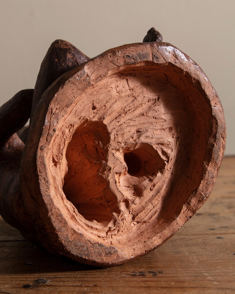 Terracotta Sitting Man Sculpture by Brown - Lone Fox