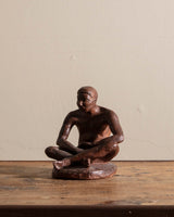 Terracotta Sitting Man Sculpture by Brown - Lone Fox