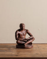 Terracotta Sitting Man Sculpture by Brown - Lone Fox