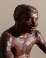 Terracotta Sitting Man Sculpture by Brown - Lone Fox