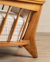 Oak High Back Armchairs, Manner of Jacques Adnet, France, 1940's (2 available)