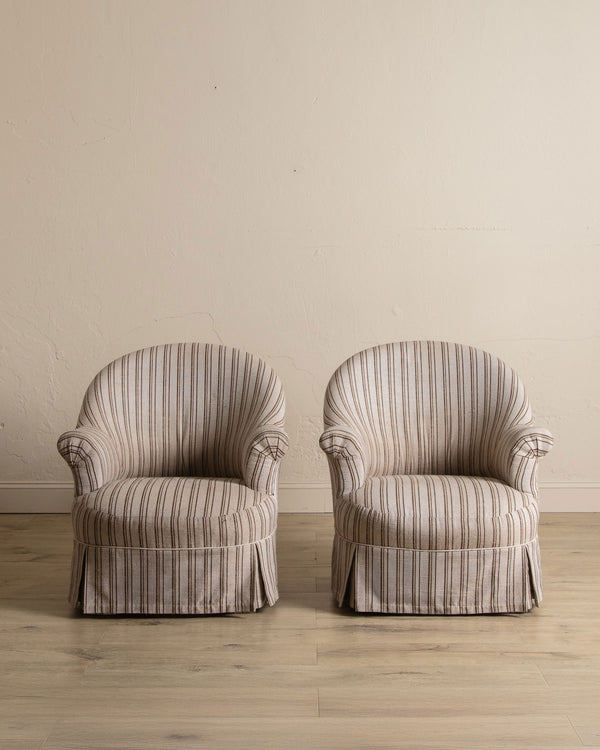 Pair of French Napoleon III Style Library Chairs, 1940's