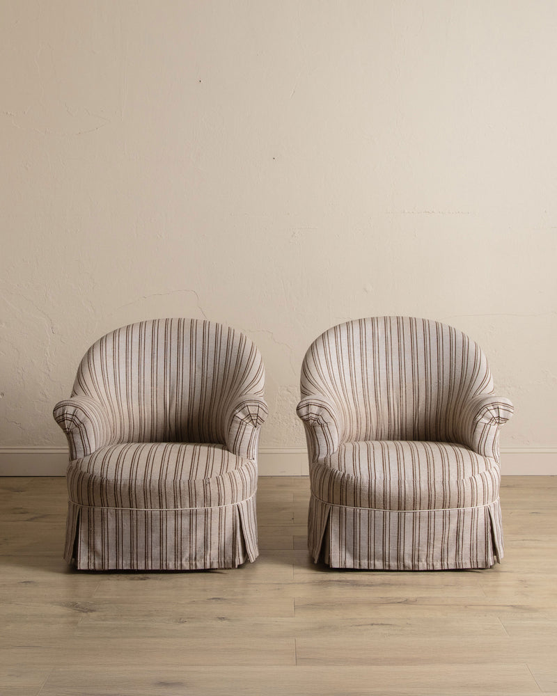 Pair of French Napoleon III Style Library Chairs, 1940's