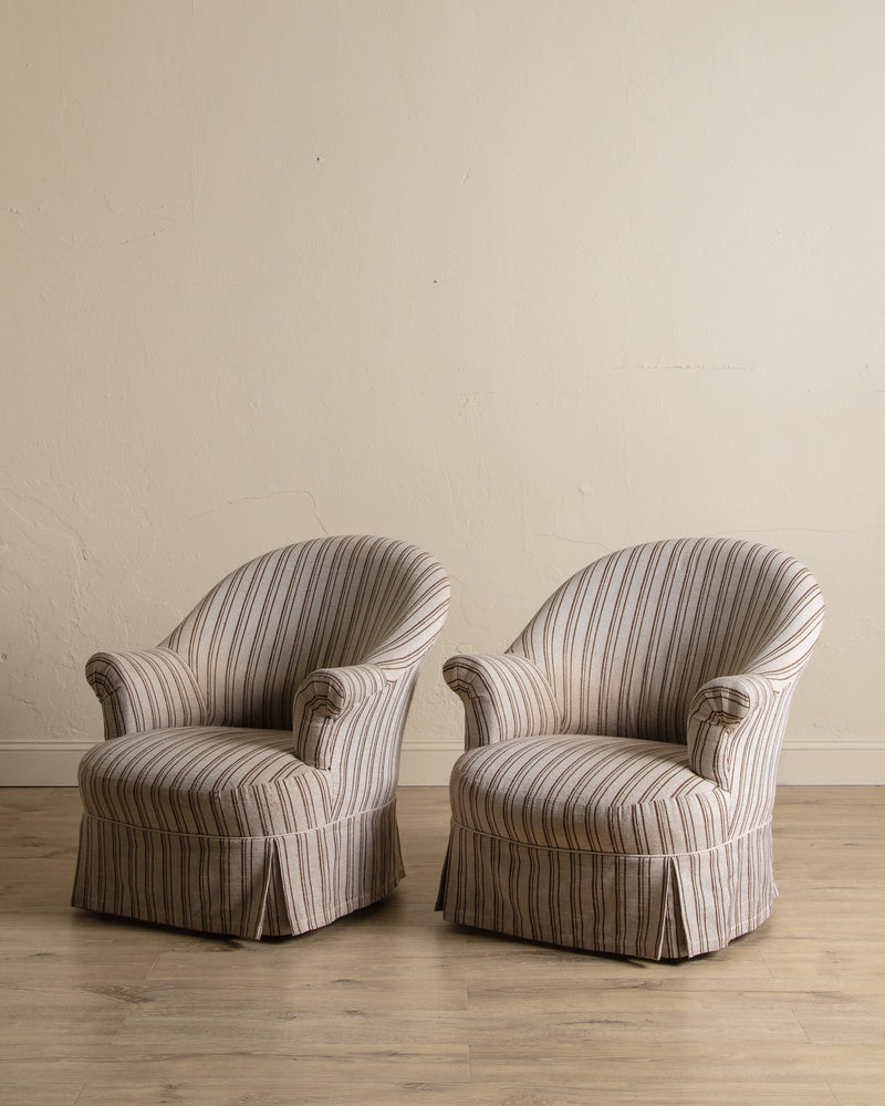 Pair of French Napoleon III Style Library Chairs, 1940's