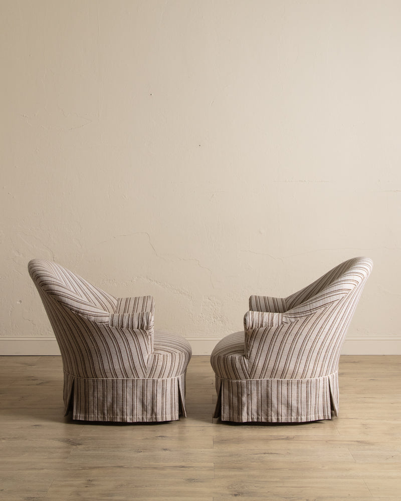 Pair of French Napoleon III Style Library Chairs, 1940's