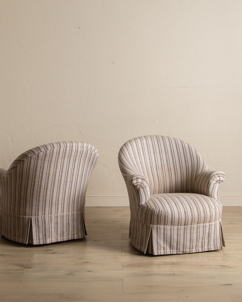 Pair of French Napoleon III Style Library Chairs, 1940's