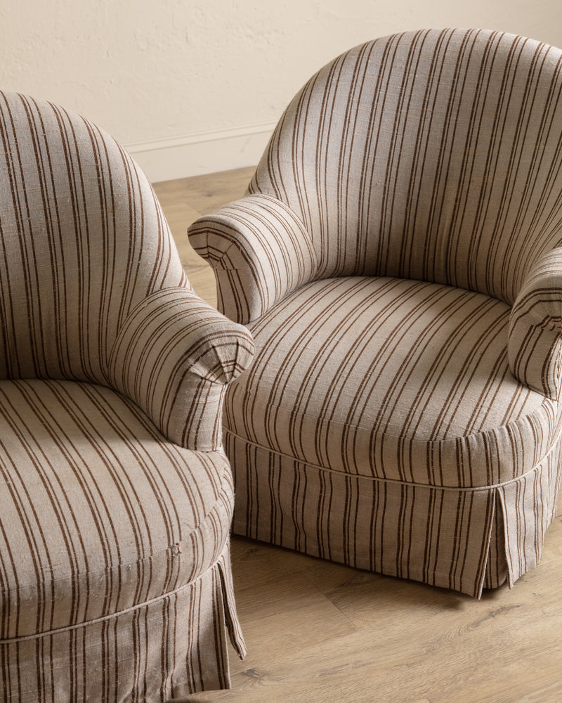 Pair of French Napoleon III Style Library Chairs, 1940's