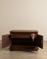 Low Walnut Carved Cabinet, France, 19th Century