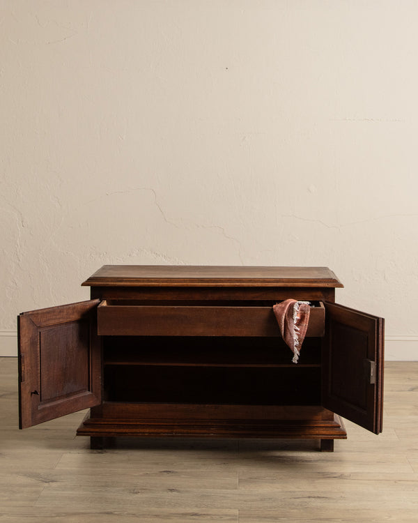 Low Walnut Carved Cabinet, France, 19th Century