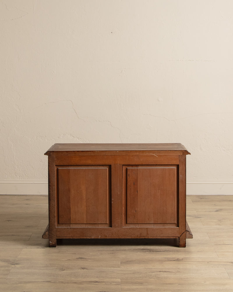 Low Walnut Carved Cabinet, France, 19th Century