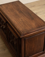 Low Walnut Carved Cabinet, France, 19th Century