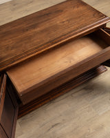 Low Walnut Carved Cabinet, France, 19th Century