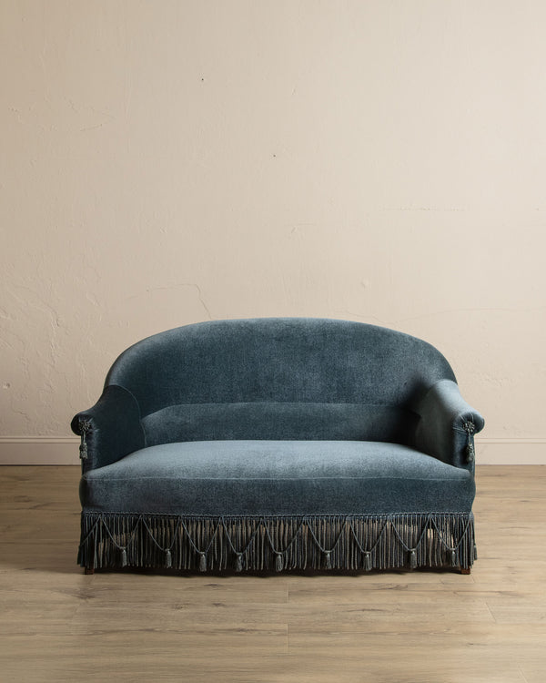 Napoleon III Style Mohair Settee w/ Fringe, France, 1920's