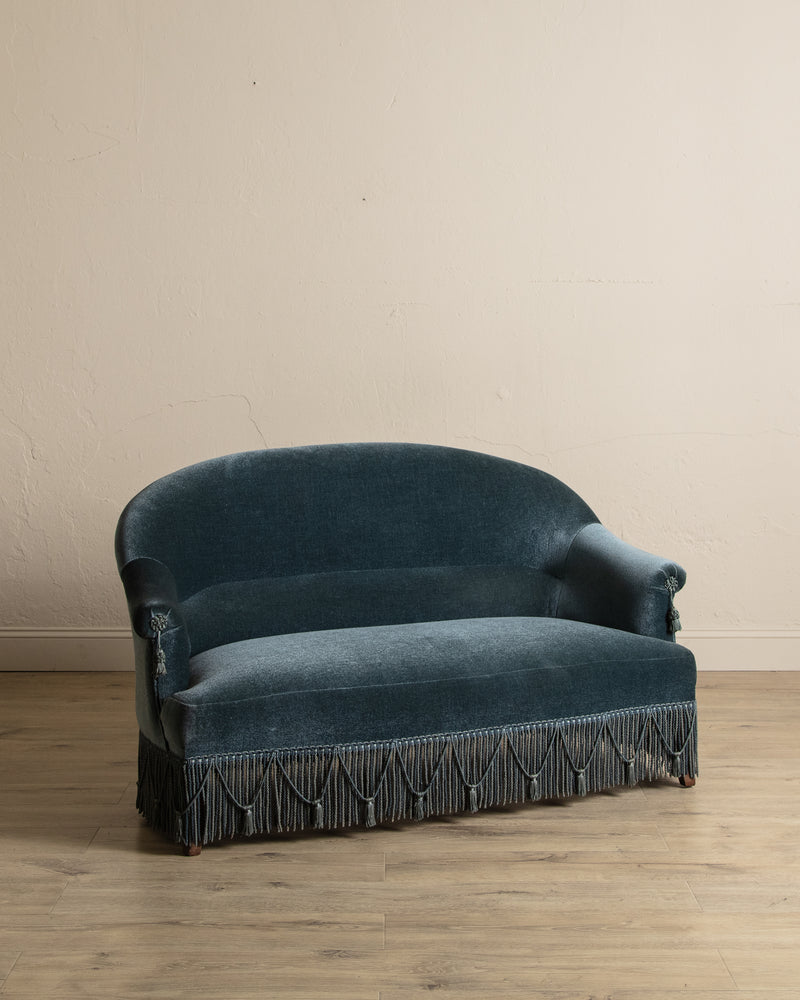 Napoleon III Style Mohair Settee w/ Fringe, France, 1920's