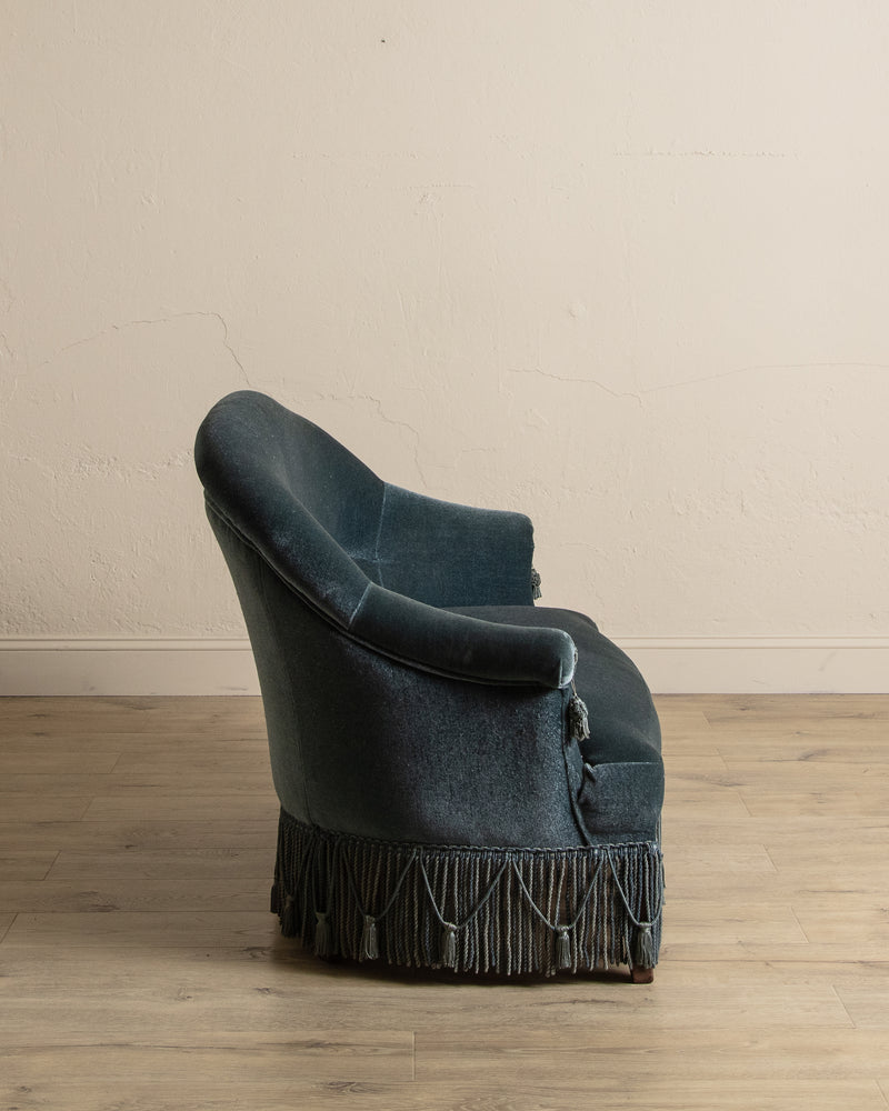 Napoleon III Style Mohair Settee w/ Fringe, France, 1920's