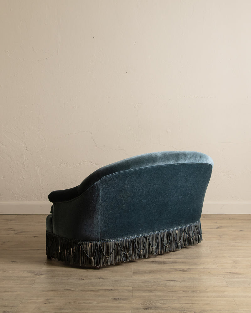 Napoleon III Style Mohair Settee w/ Fringe, France, 1920's