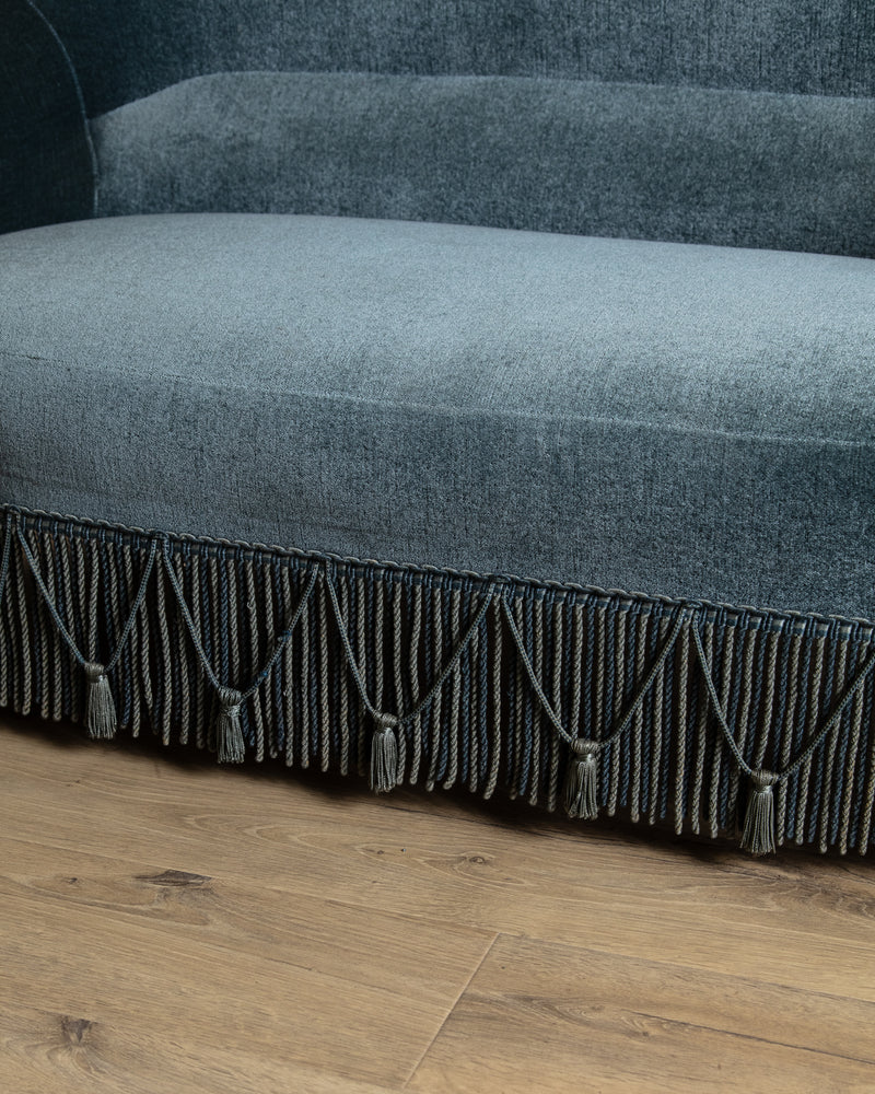 Napoleon III Style Mohair Settee w/ Fringe, France, 1920's