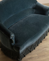 Napoleon III Style Mohair Settee w/ Fringe, France, 1920's
