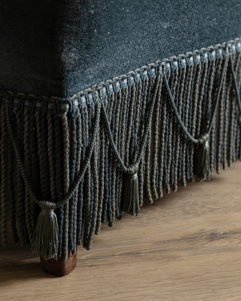 Napoleon III Style Mohair Settee w/ Fringe, France, 1920's