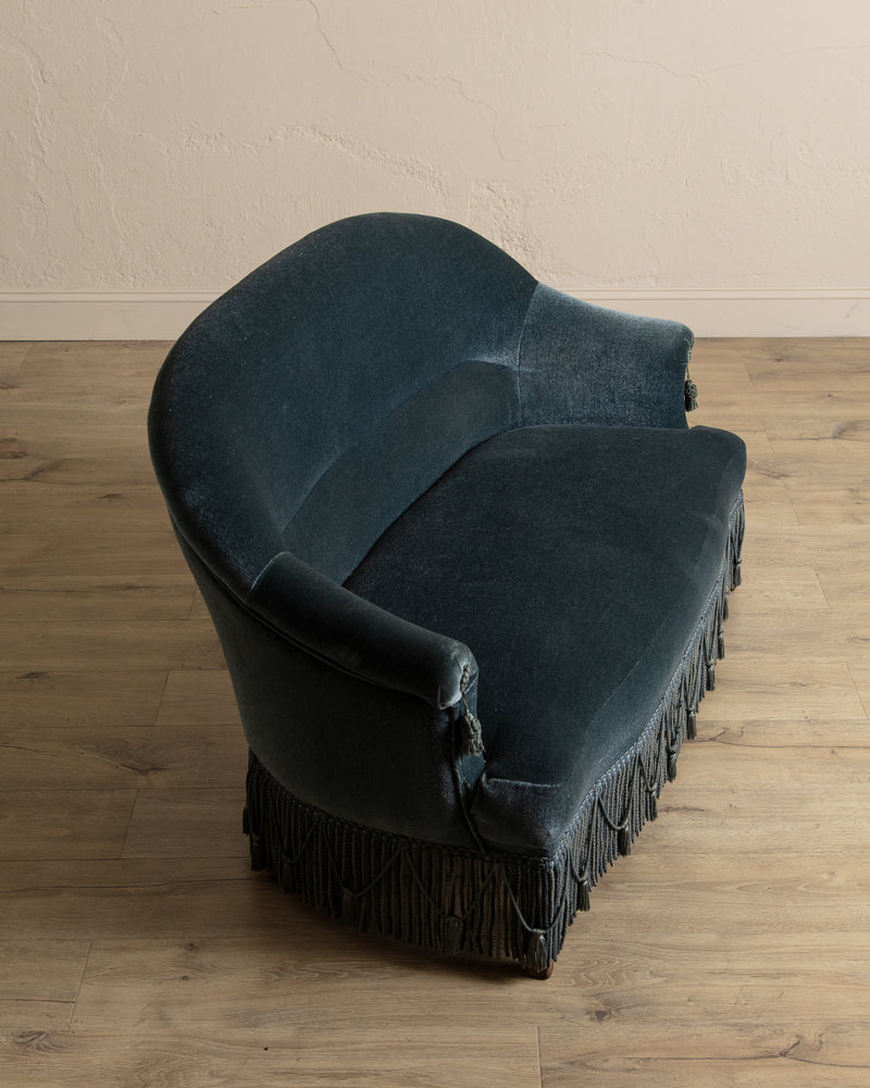 Napoleon III Style Mohair Settee w/ Fringe, France, 1920's