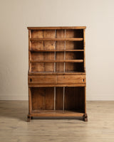 19th Century English Pine Stepback Cupboard w/ Plate Rack