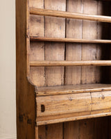19th Century English Pine Stepback Cupboard w/ Plate Rack