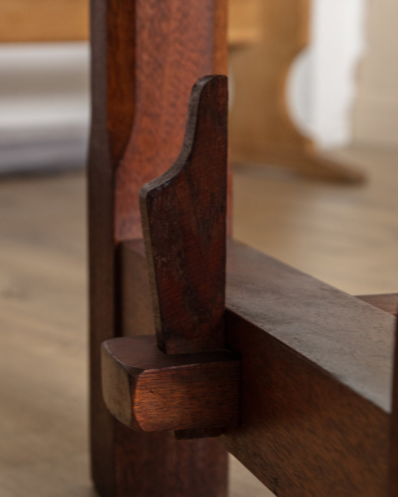 Brutalist Solid Oak Mortis & Tenon Dining Table, France, 1945