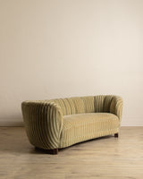 Danish Striped Mohair Banana Sofa, Denmark, 1950's