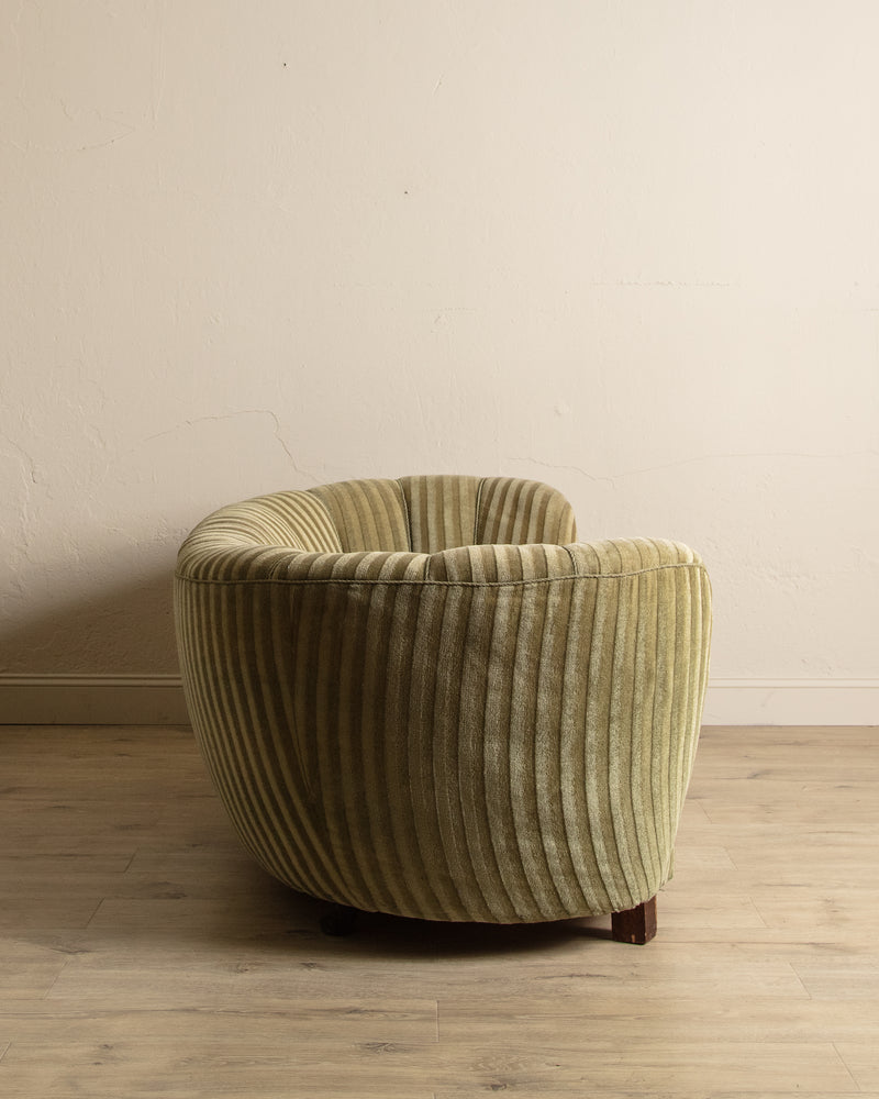 Danish Striped Mohair Banana Sofa, Denmark, 1950's