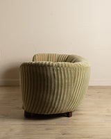 Danish Striped Mohair Banana Sofa, Denmark, 1950's
