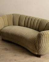 Danish Striped Mohair Banana Sofa, Denmark, 1950's