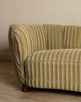 Danish Striped Mohair Banana Sofa, Denmark, 1950's