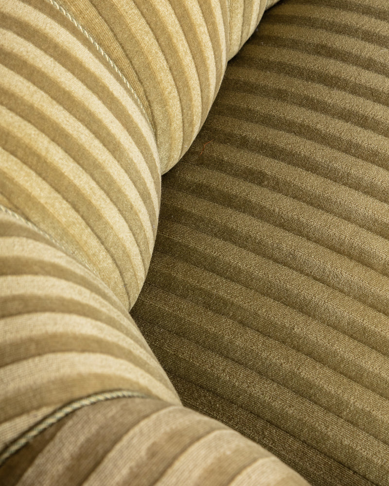 Danish Striped Mohair Banana Sofa, Denmark, 1950's
