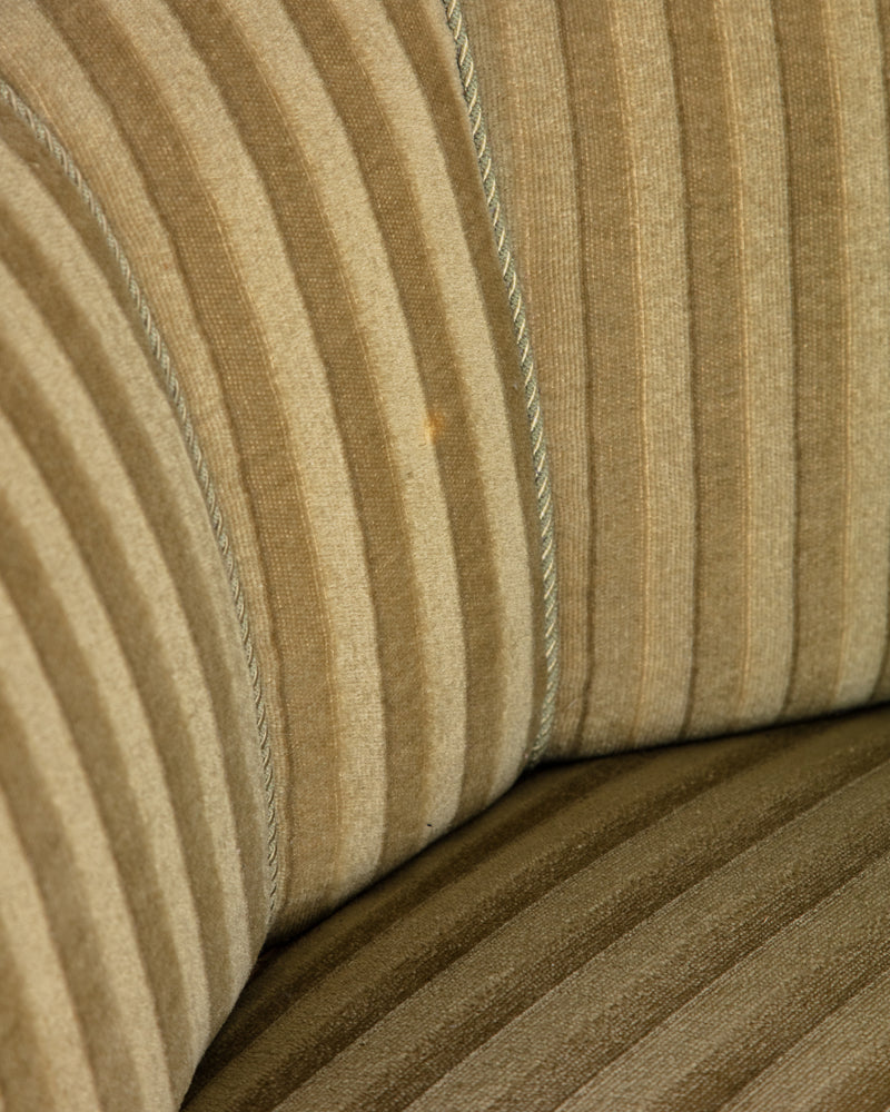 Danish Striped Mohair Banana Sofa, Denmark, 1950's