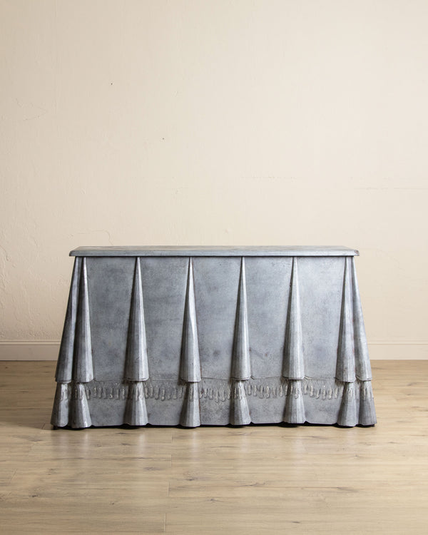 Draped Metal Console Table w/ Hand Painted Tassels, 1950's