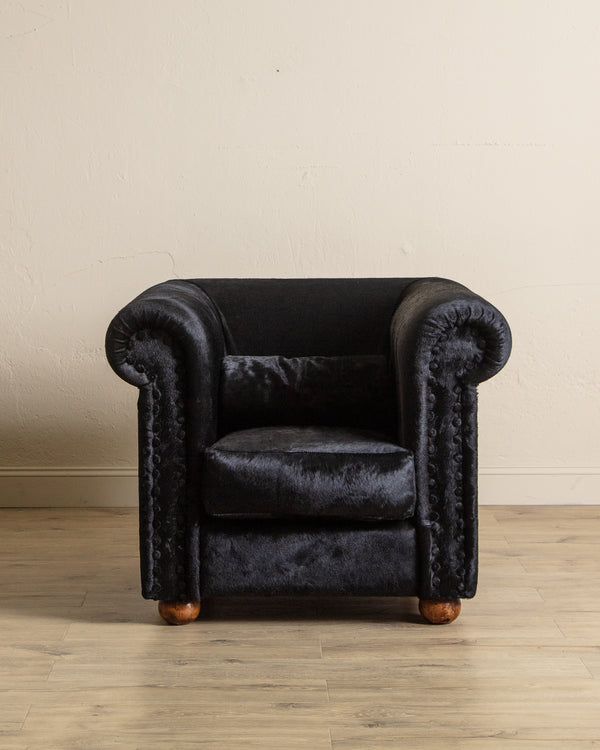 Black Ponyhair Club Chair, Italy, 1970's