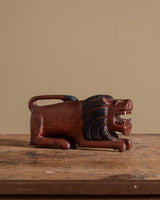 Wooden Lion Hand Carved Block Statue, 1970's